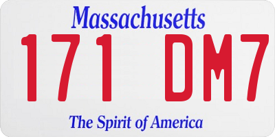 MA license plate 171DM7