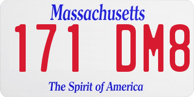 MA license plate 171DM8