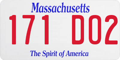 MA license plate 171DO2