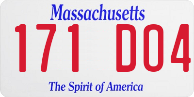 MA license plate 171DO4