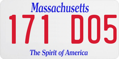 MA license plate 171DO5