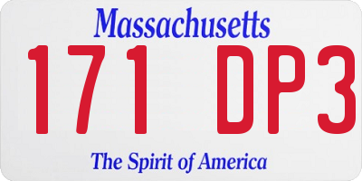 MA license plate 171DP3