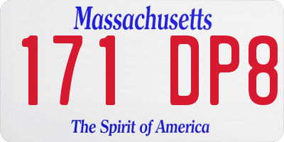 MA license plate 171DP8