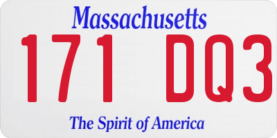 MA license plate 171DQ3