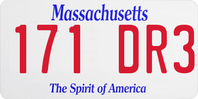 MA license plate 171DR3