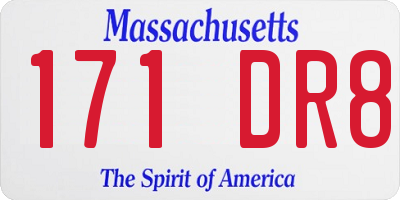 MA license plate 171DR8