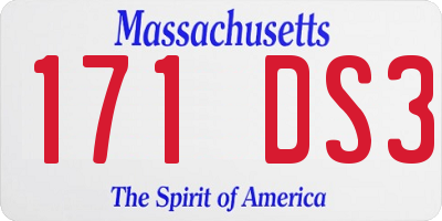 MA license plate 171DS3
