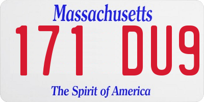 MA license plate 171DU9