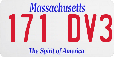 MA license plate 171DV3