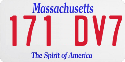 MA license plate 171DV7