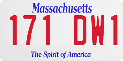 MA license plate 171DW1