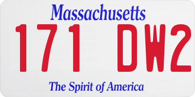 MA license plate 171DW2