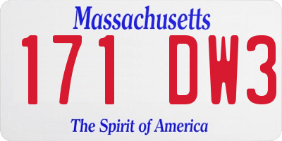 MA license plate 171DW3