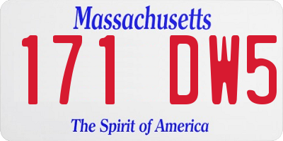 MA license plate 171DW5