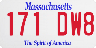 MA license plate 171DW8