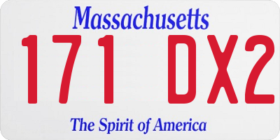 MA license plate 171DX2