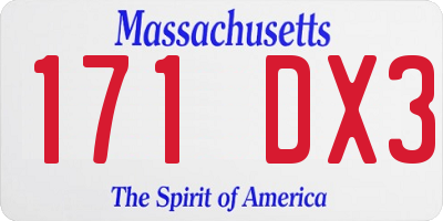 MA license plate 171DX3