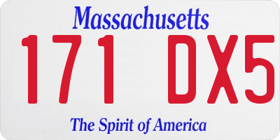 MA license plate 171DX5