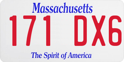 MA license plate 171DX6