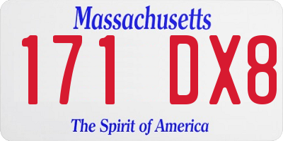 MA license plate 171DX8