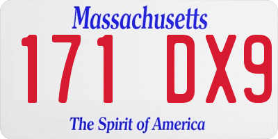MA license plate 171DX9