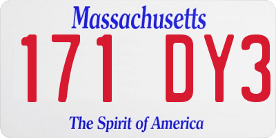 MA license plate 171DY3