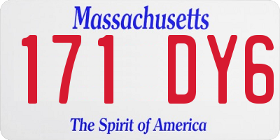 MA license plate 171DY6