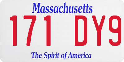 MA license plate 171DY9