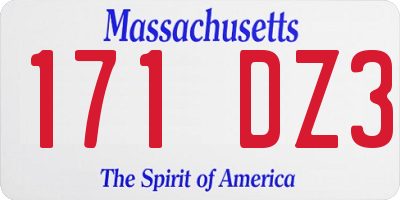 MA license plate 171DZ3