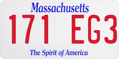 MA license plate 171EG3