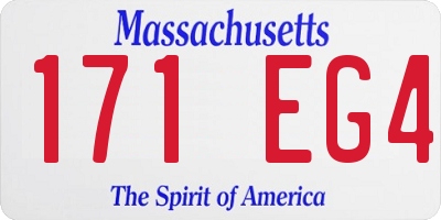 MA license plate 171EG4
