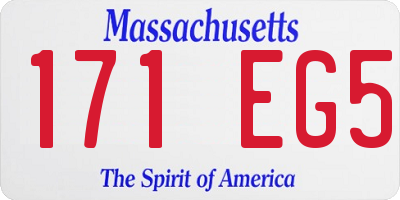 MA license plate 171EG5