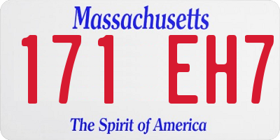MA license plate 171EH7