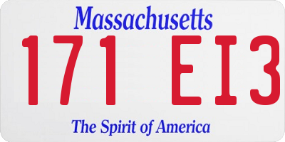 MA license plate 171EI3