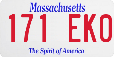 MA license plate 171EK0
