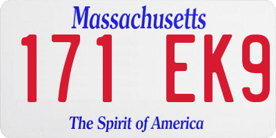MA license plate 171EK9