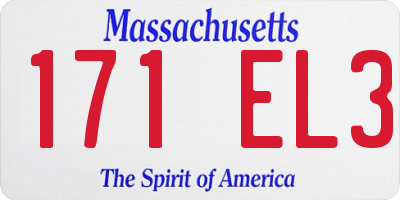 MA license plate 171EL3