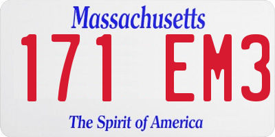 MA license plate 171EM3