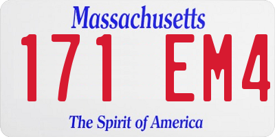 MA license plate 171EM4