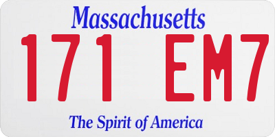 MA license plate 171EM7
