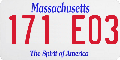 MA license plate 171EO3