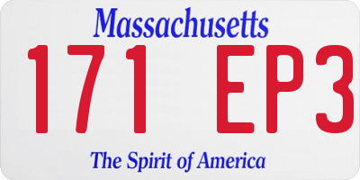 MA license plate 171EP3