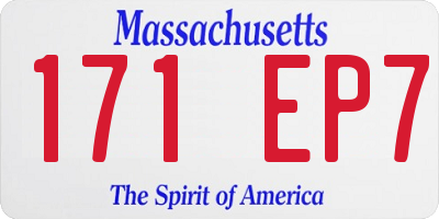MA license plate 171EP7