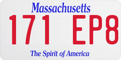 MA license plate 171EP8