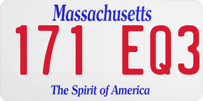 MA license plate 171EQ3