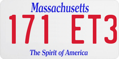 MA license plate 171ET3