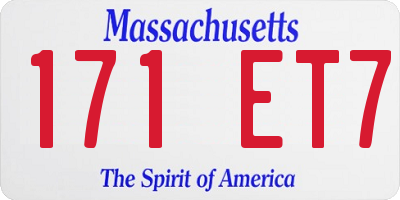 MA license plate 171ET7