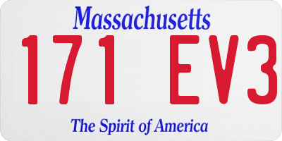 MA license plate 171EV3