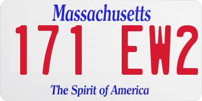 MA license plate 171EW2