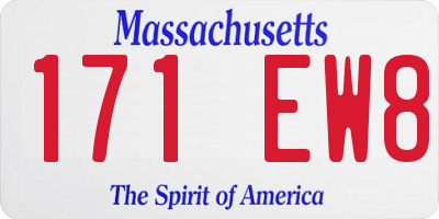 MA license plate 171EW8